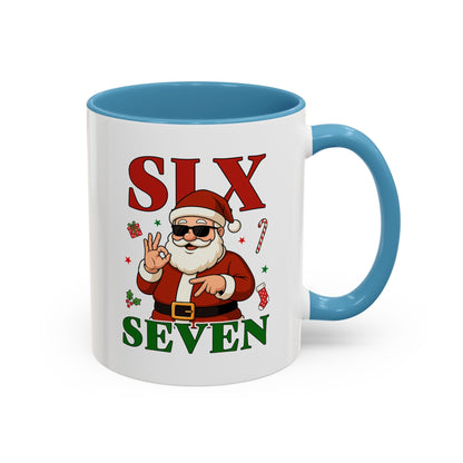 Accent Coffee Mug — 'SLX SEVEN' Cool Santa Christmas Mug (11/15oz)