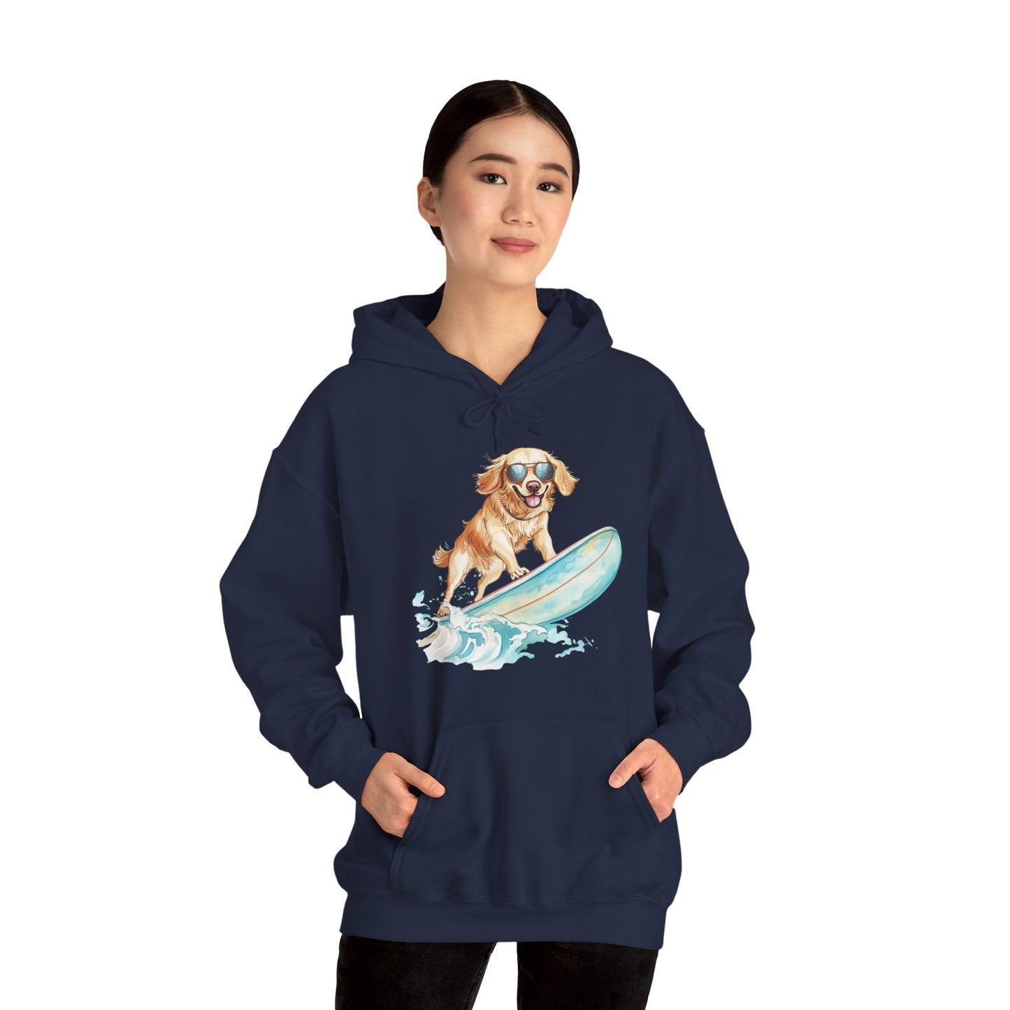 Surfing Golden Retriever Hoodie – Cute Dog Surfboard Pullover