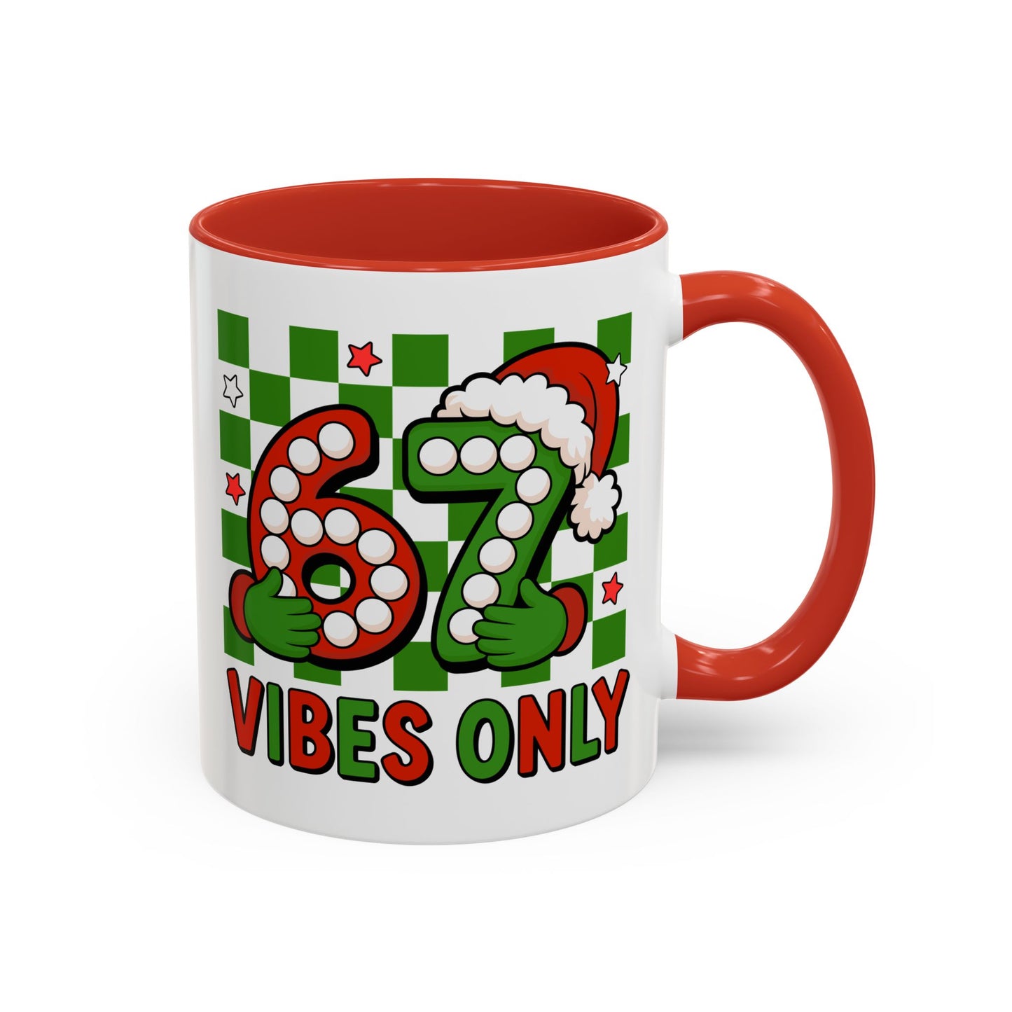 67 Vibes Only Christmas Coffee Mug — Festive Retro Numbering Holiday Mug