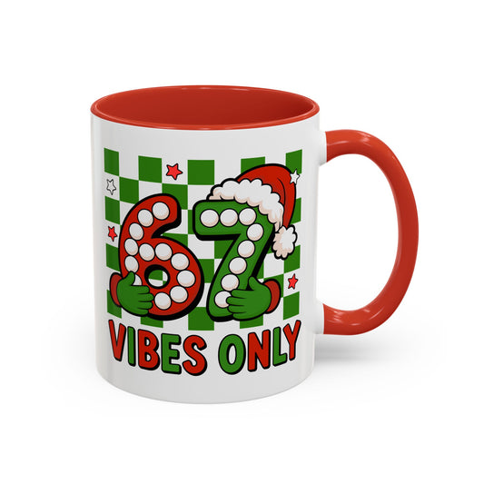 67 Vibes Only Christmas Coffee Mug — Festive Retro Numbering Holiday Mug