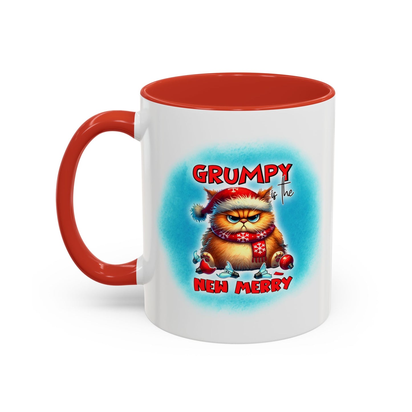 Grumpy But Merry Holiday Cat Accent Coffee Mug (11/15oz)