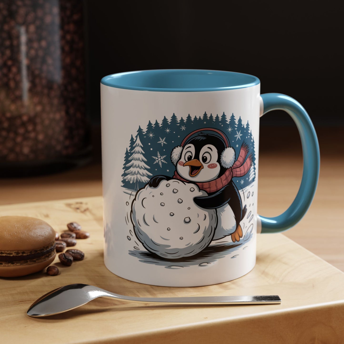 Cute Penguin Winter Mug Christmas Snowball Holiday Coffee Cup