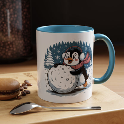 Cute Penguin Winter Mug Christmas Snowball Holiday Coffee Cup