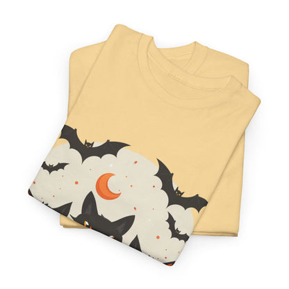 Halloween Black Cat T-Shirt – Cute Spooky Cats with Pumpkins & Bats Print
