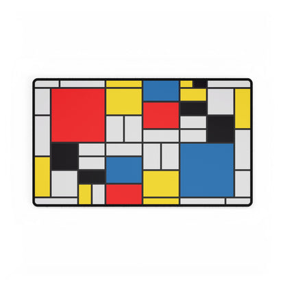 Modern Mondrian Desk Mat — Geometric Red, Blue & Yellow Gaming/Office Mousepad