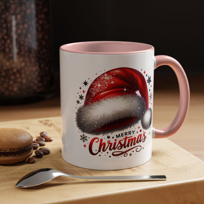 Merry Christmas Mug – Santa Hat Coffee Cup – Festive Holiday Red & White New Year Gift Mug