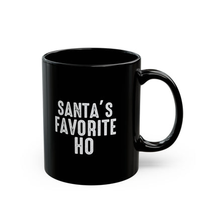 Santa’s Favorite Ho Black Mug — Funny Christmas Coffee Cup (11oz & 15oz)