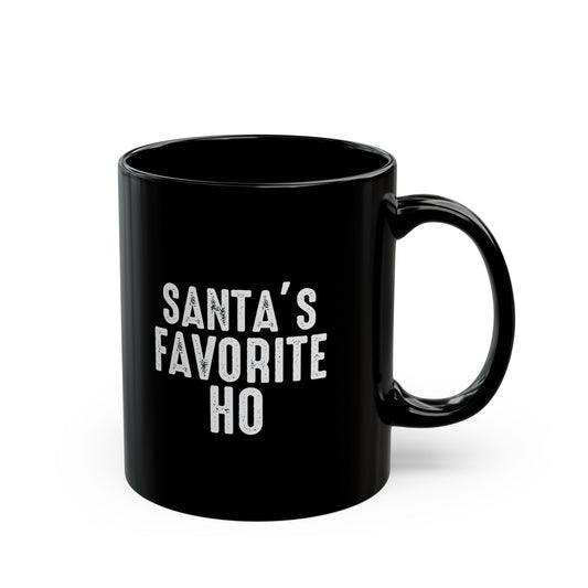 Santa’s Favorite Ho Black Mug — Funny Christmas Coffee Cup (11oz & 15oz)