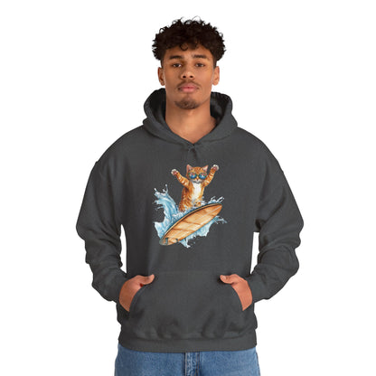 Surfing Cat Hoodie – Cute Surfboard Cat Graphic Pullover