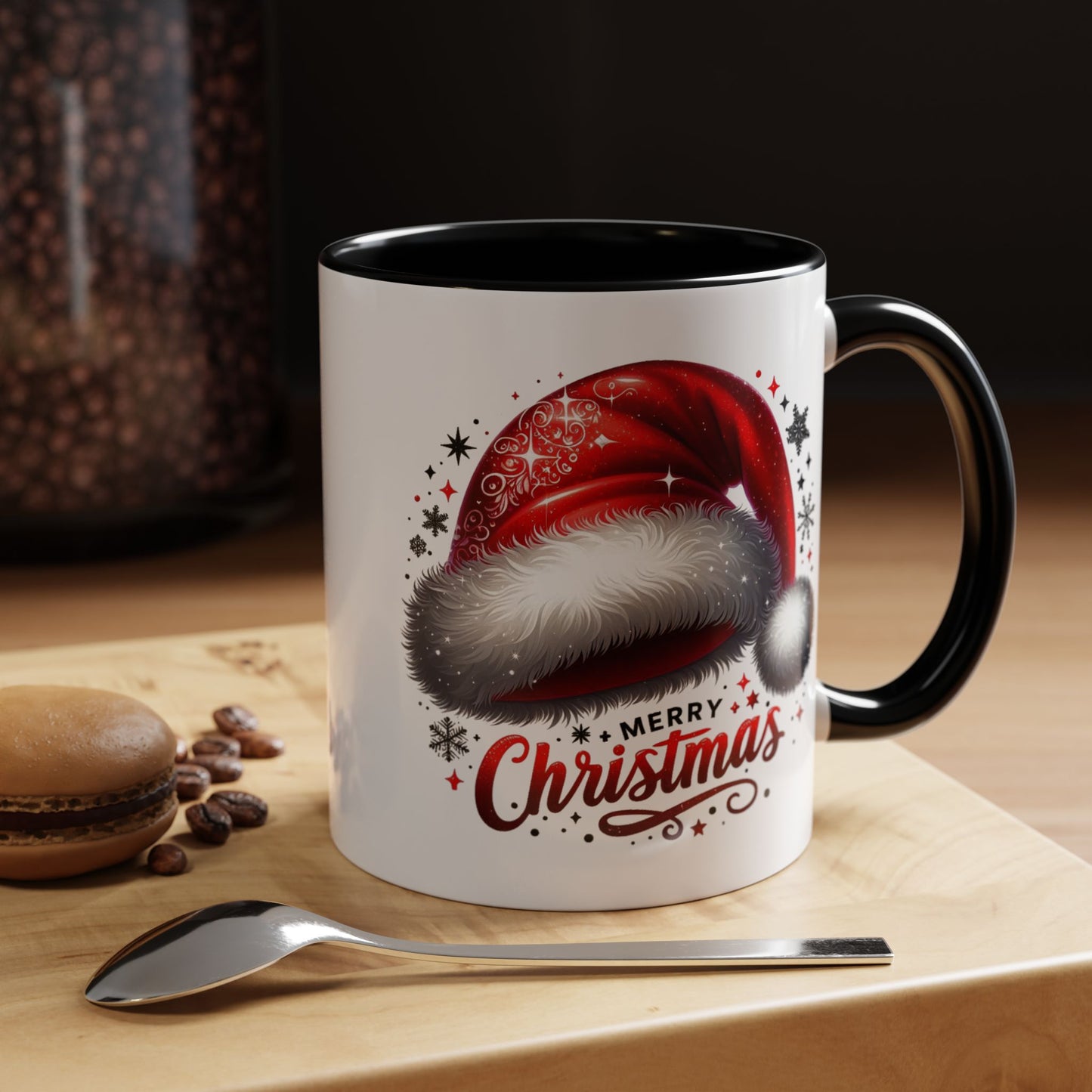 Merry Christmas Mug – Santa Hat Coffee Cup – Festive Holiday Red & White New Year Gift Mug