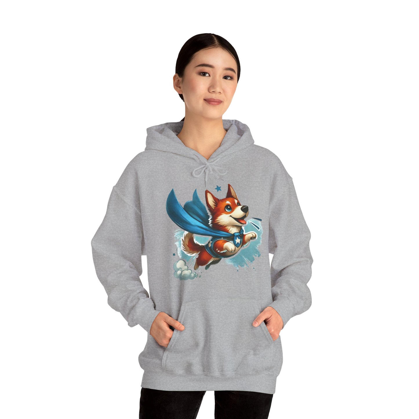 Superhero Corgi Hoodie — Cute Flying Dog Graphic Sweatshirt