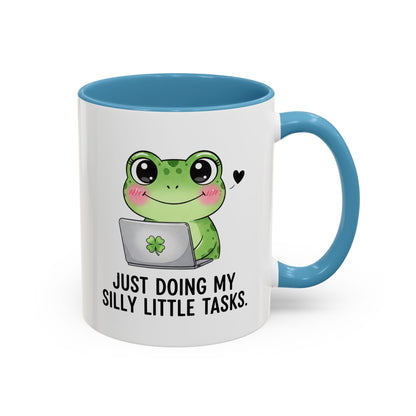 Cute Frog Coffee Mug — "Just Doing My Silly Little Tasks" Accent Mug
