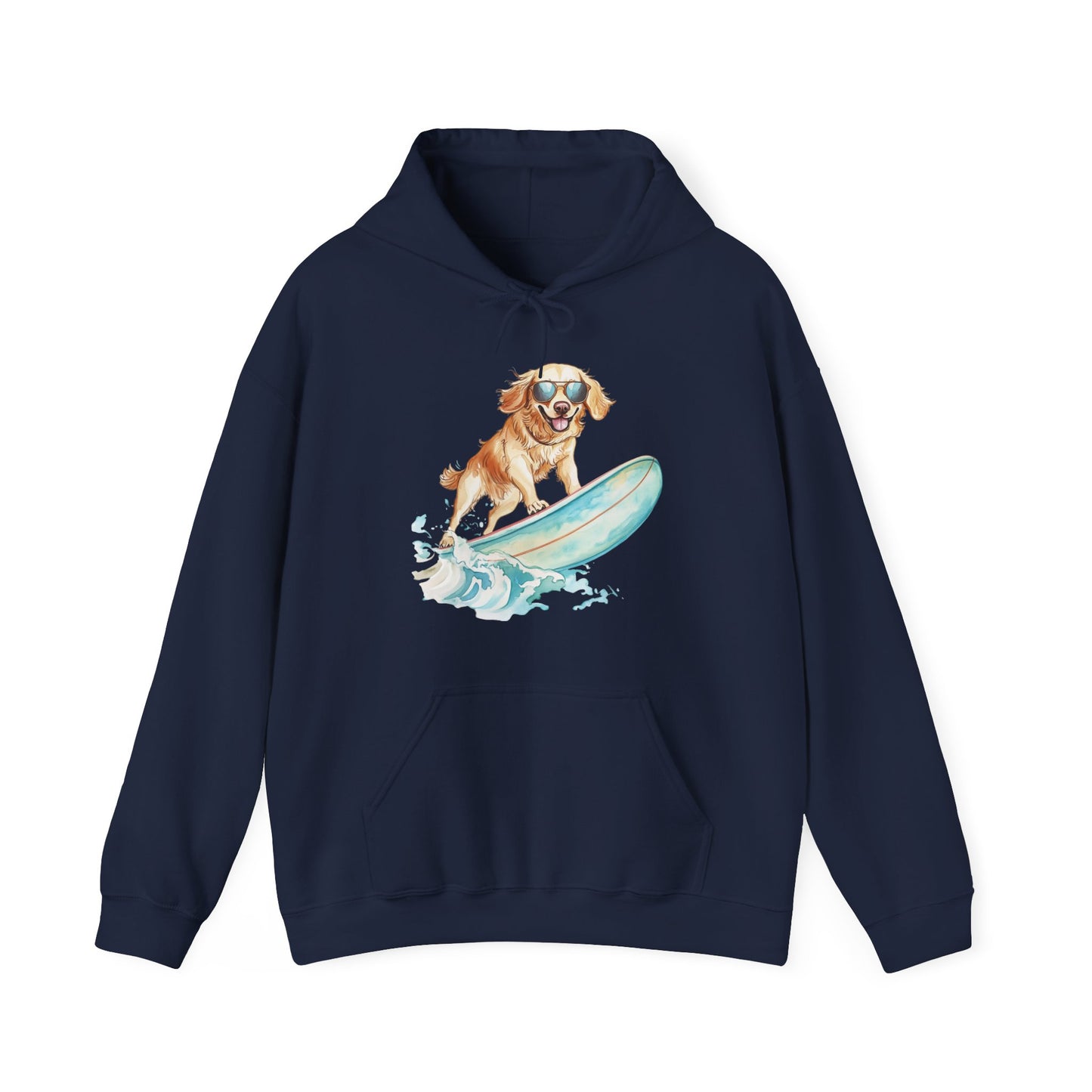 Surfing Golden Retriever Hoodie – Cute Dog Surfboard Pullover