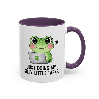 Cute Frog Coffee Mug — "Just Doing My Silly Little Tasks" Accent Mug