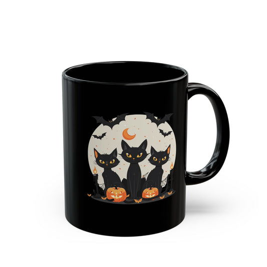 Halloween Black Cat Mug – Spooky Pumpkin Design