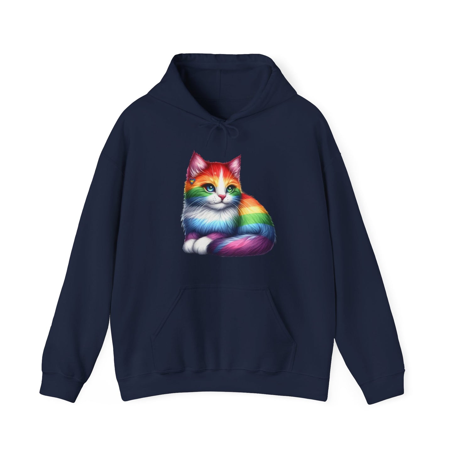 Rainbow Cat Hoodie — Colorful Pride Kitten Pullover