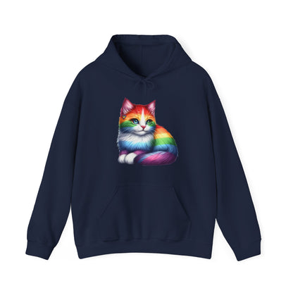 Rainbow Cat Hoodie — Colorful Pride Kitten Pullover