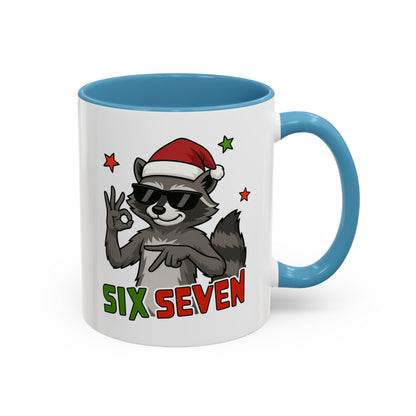 Christmas Raccoon Coffee Mug — 'Six Seven' Holiday Accent Mug (11/15 oz)