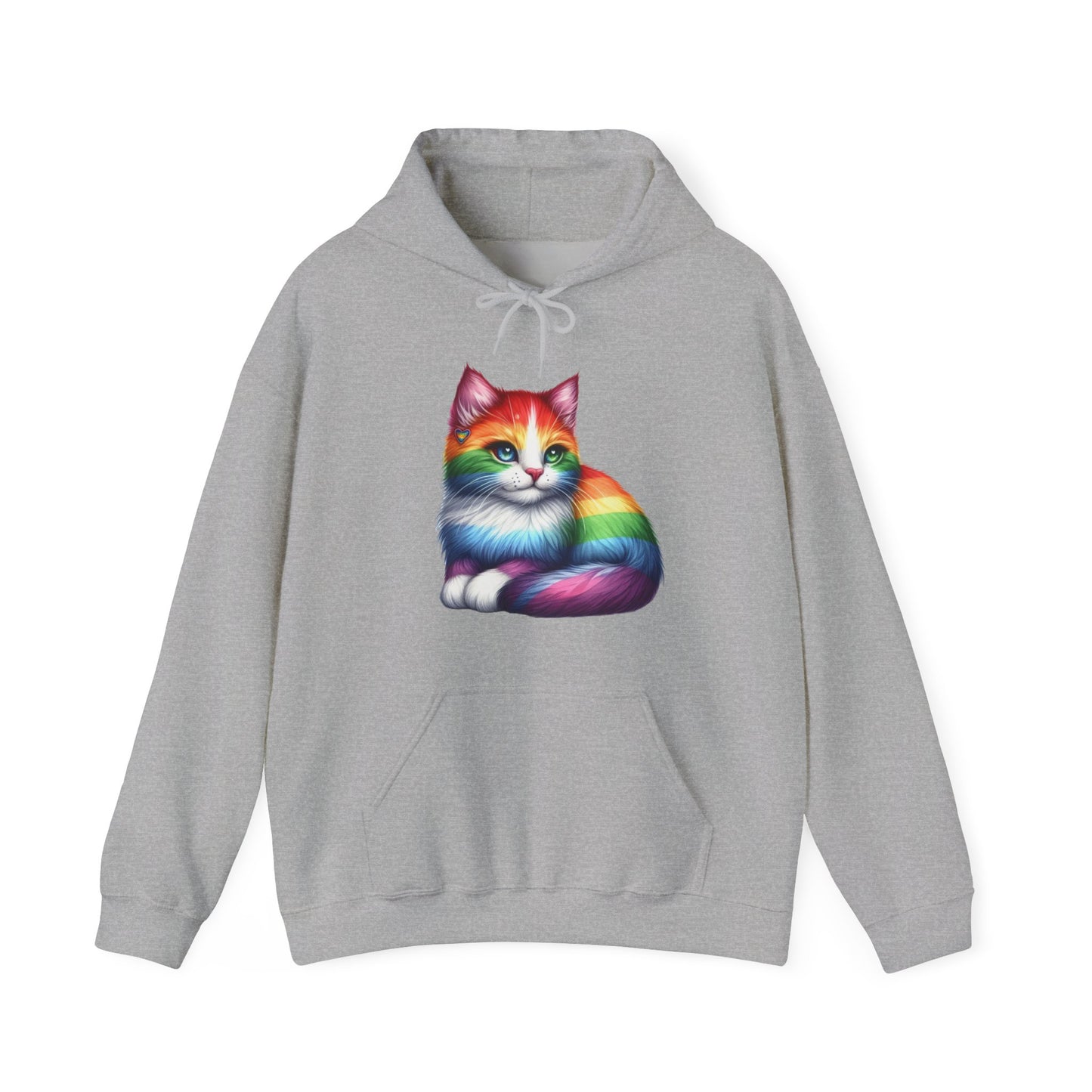 Rainbow Cat Hoodie — Colorful Pride Kitten Pullover