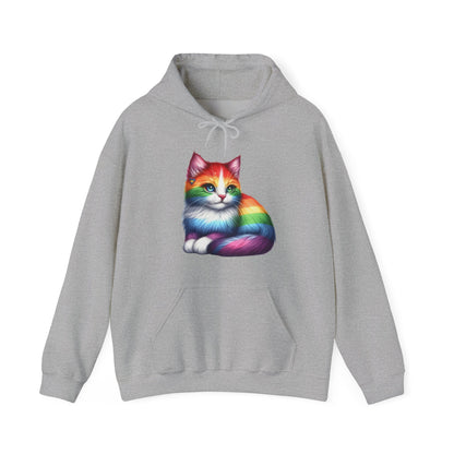 Rainbow Cat Hoodie — Colorful Pride Kitten Pullover