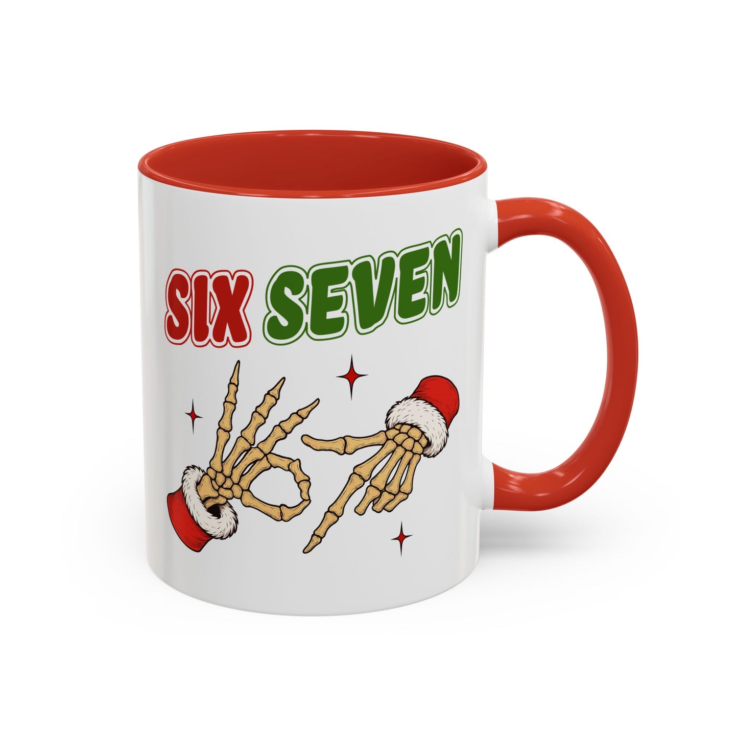 Six Seven Holiday Accent Coffee Mug — Festive Skeleton Hand Christmas New Year Gift (11/15oz)