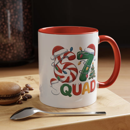 Christmas 07 Squad Accent Coffee Mug – Holiday Candy Cane & Santa Hat Design