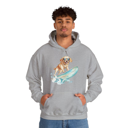 Surfing Golden Retriever Hoodie – Cute Dog Surfboard Pullover