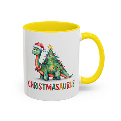 Christmasaurus Accent Coffee Mug — Festive Dino Holiday Coffee Cup (11/15oz)