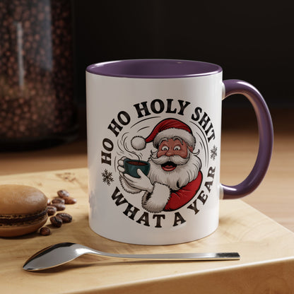 Funny Santa Christmas Mug – Ho Ho Holy Shit What a Year Holiday Coffee Cup