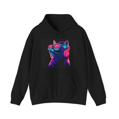 Neon Cyber Cat DJ Unisex Hoodie