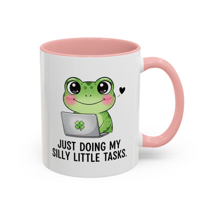 Cute Frog Coffee Mug — "Just Doing My Silly Little Tasks" Accent Mug