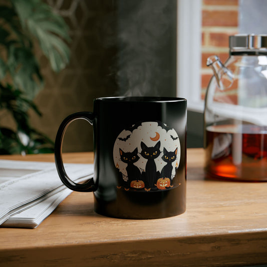 Halloween Black Cat Mug – Spooky Pumpkin Design