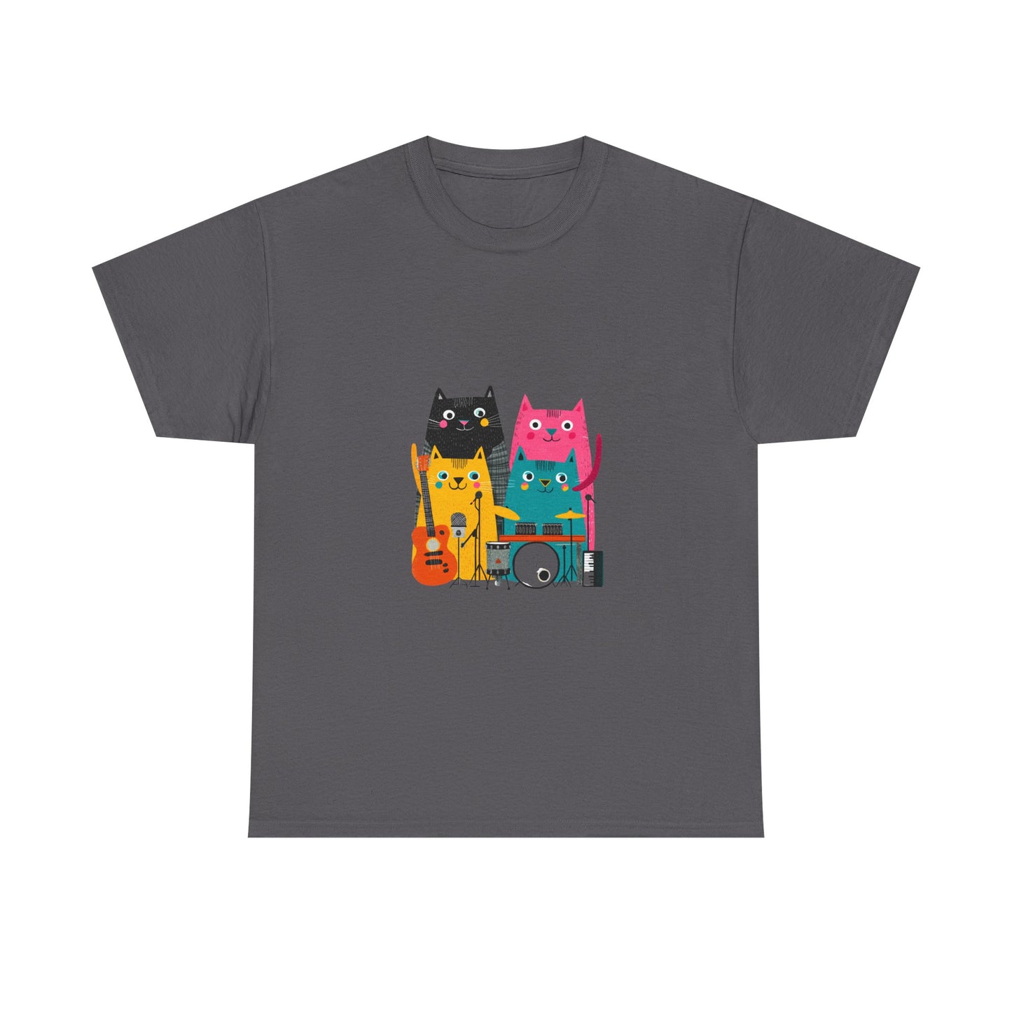 Band Cats T-Shirt – Colorful Cat Music Graphic Tee