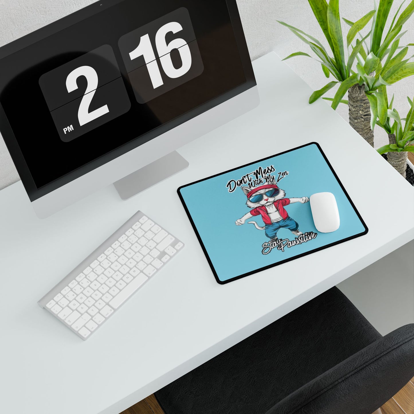 Cool Cat Desk Mat – "Don't Mess with My Zen" Gaming/Work Mouse Pad