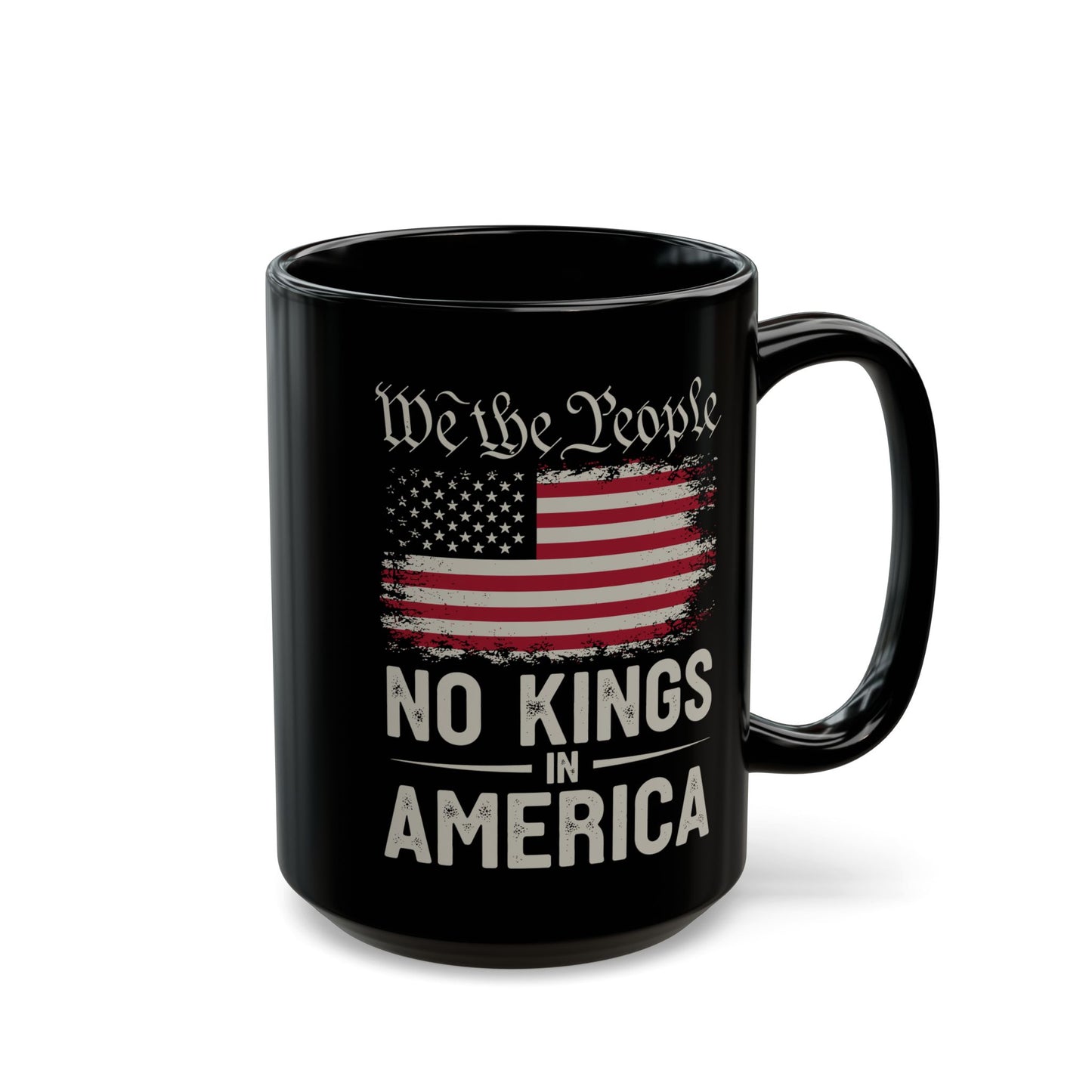 We The People No Kings in America Mug – Patriotic Coffee Cup – Vintage USA Flag Gift