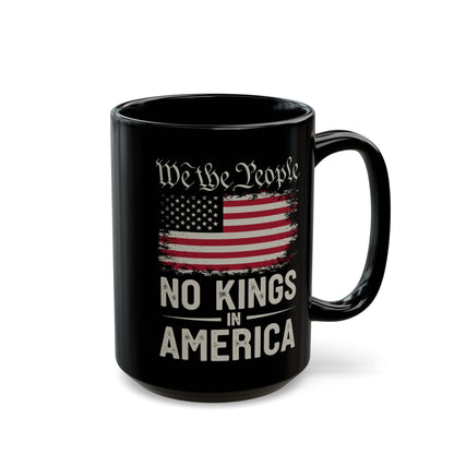 We The People No Kings in America Mug – Patriotic Coffee Cup – Vintage USA Flag Gift