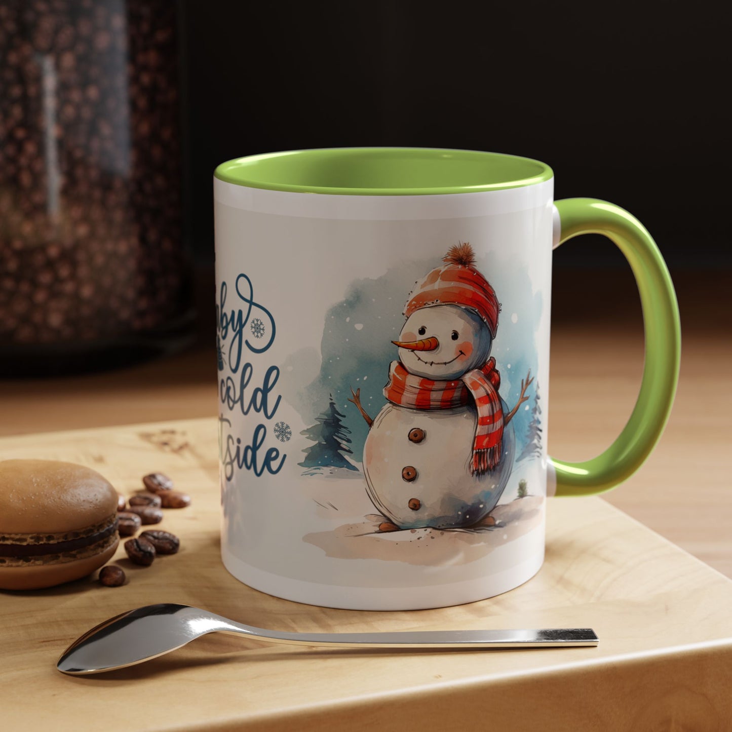 Baby It's Cold Outside Snowman Christmas Coffee Mug — Winter Holiday Hot Cocoa Cup (11/15oz)
