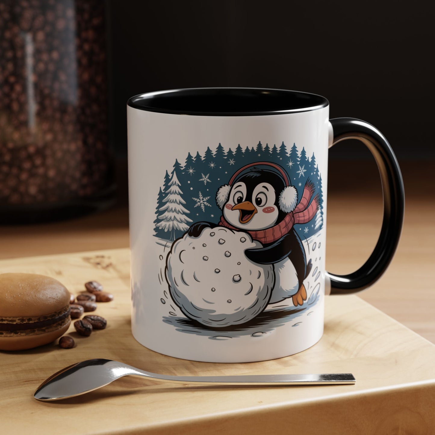 Cute Penguin Winter Mug Christmas Snowball Holiday Coffee Cup