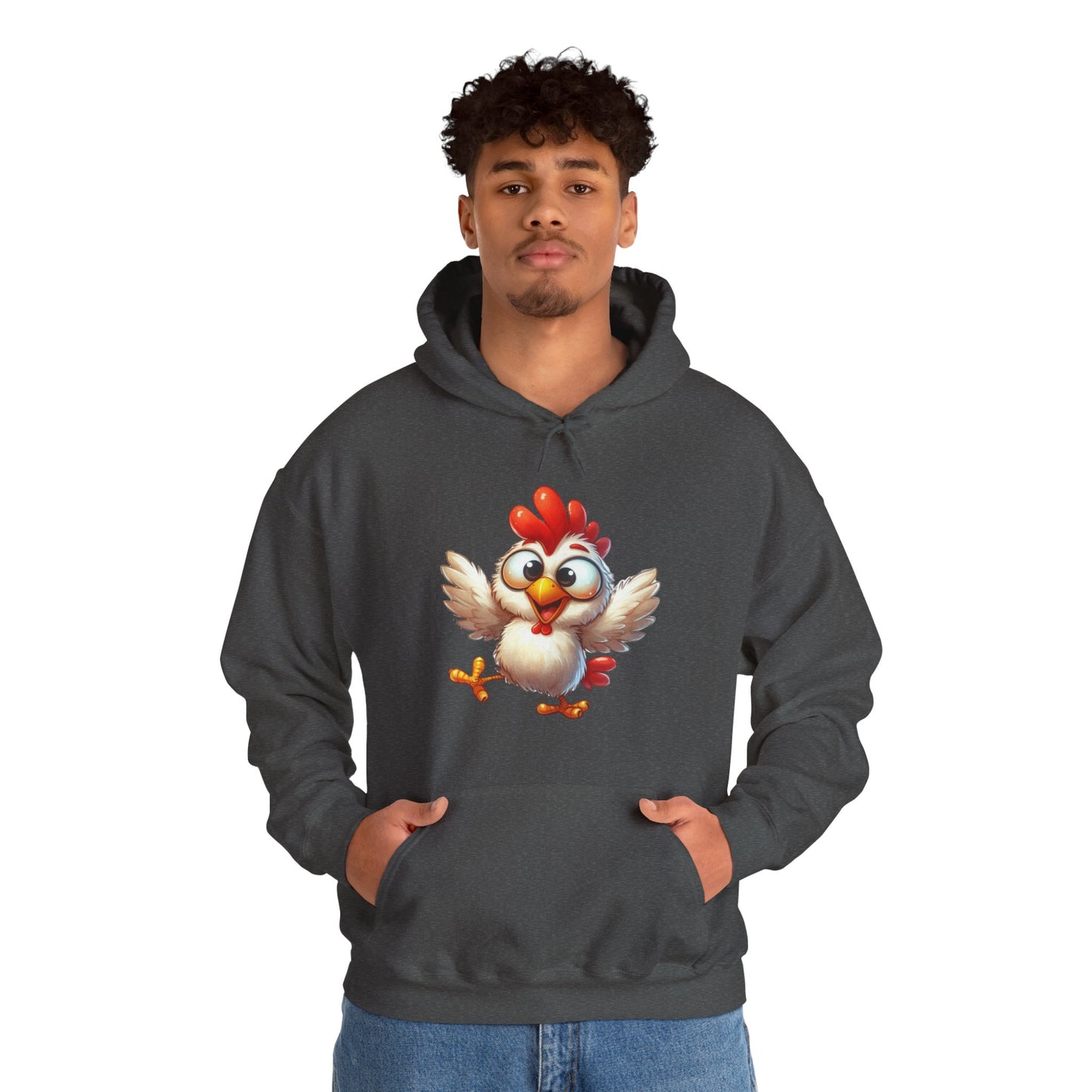 Cute Cartoon Chicken Hoodie — Playful Rooster Graphic Pullover