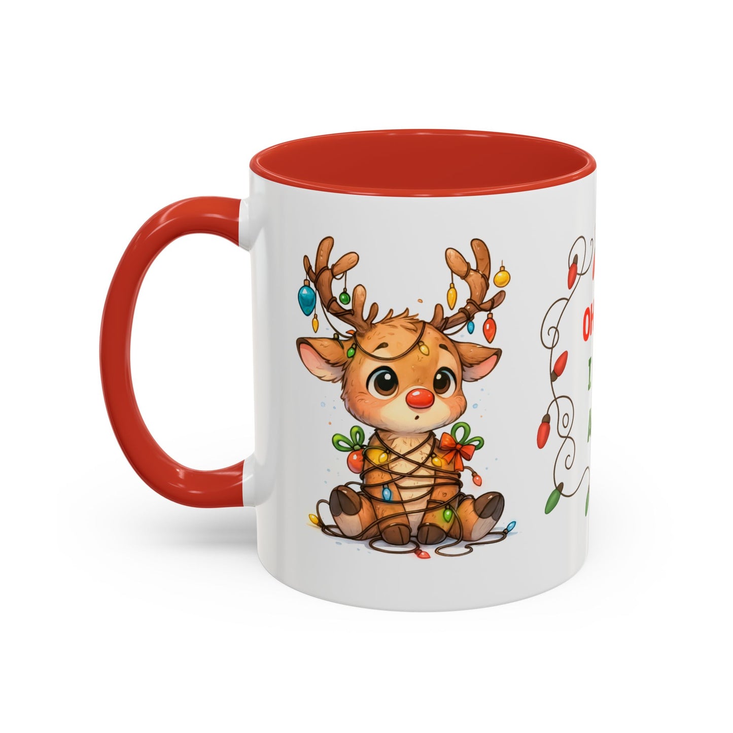 Oh Deer I Did It Again – Cute Christmas Reindeer Mug, Holiday Lights Coffee Cup (11oz/15oz)