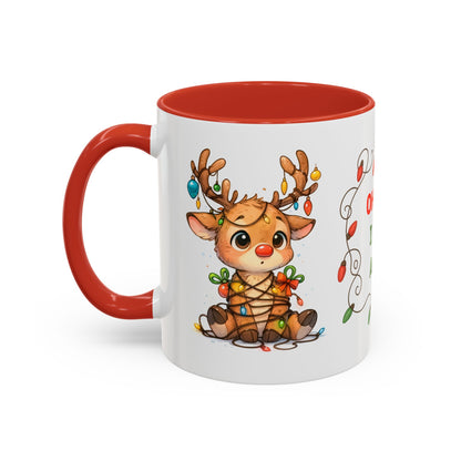 Oh Deer I Did It Again – Cute Christmas Reindeer Mug, Holiday Lights Coffee Cup (11oz/15oz)