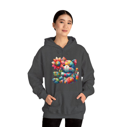 Colorful Floral Cat Hoodie — Cute Rainbow Cat with Flower Graphic