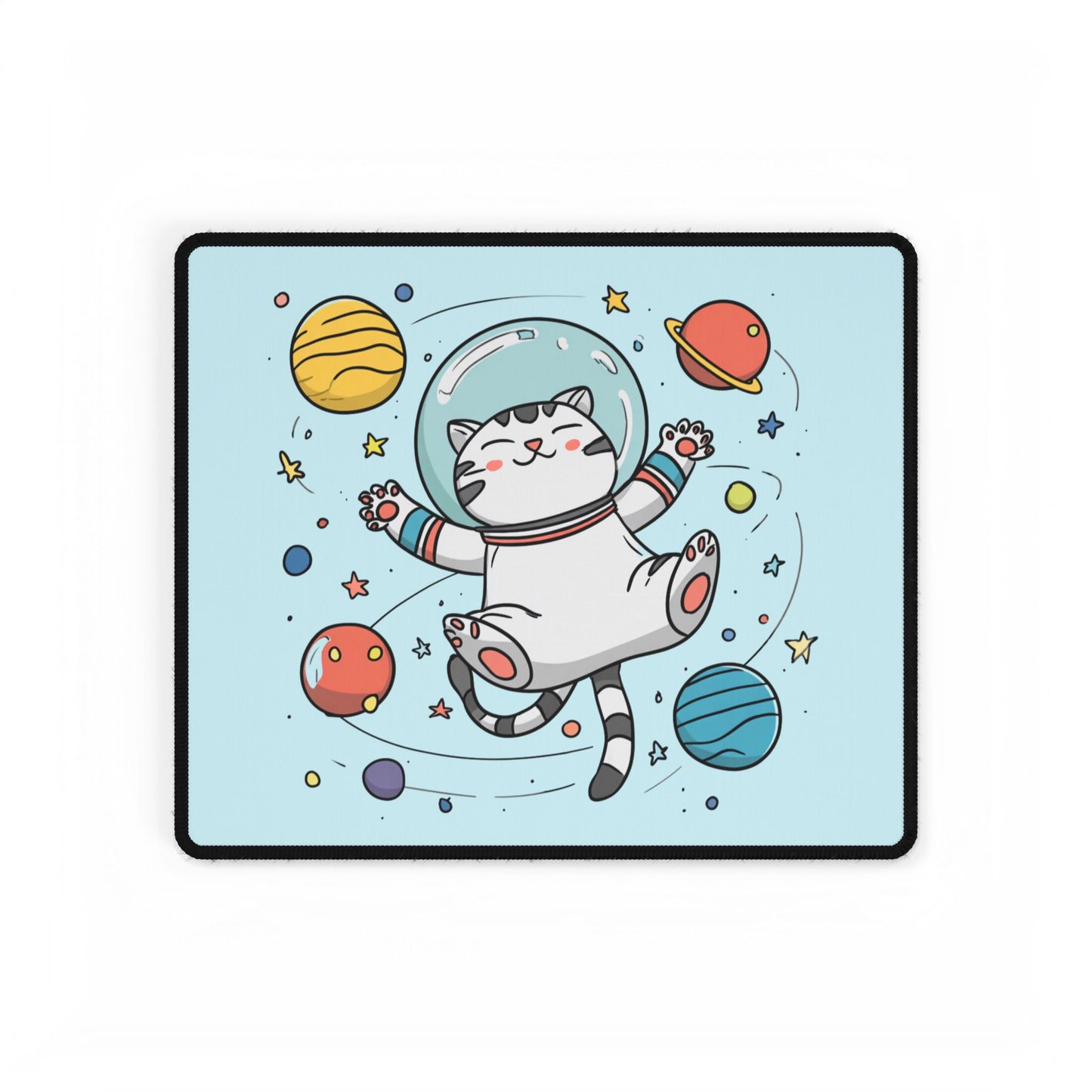 Space Cat Desk Mat — Cute Astronaut Cat Gaming & Office Mouse Pad