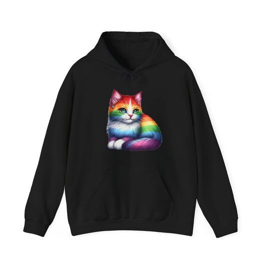 Rainbow Cat Hoodie — Colorful Pride Kitten Pullover
