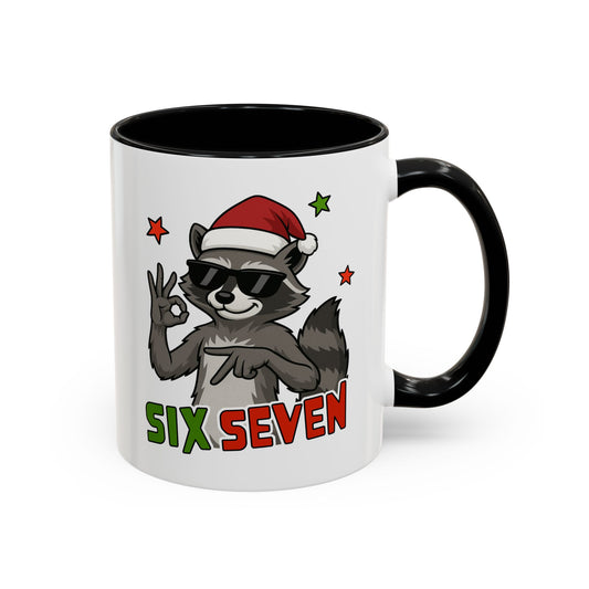 Christmas Raccoon Coffee Mug — 'Six Seven' Holiday Accent Mug (11/15 oz)