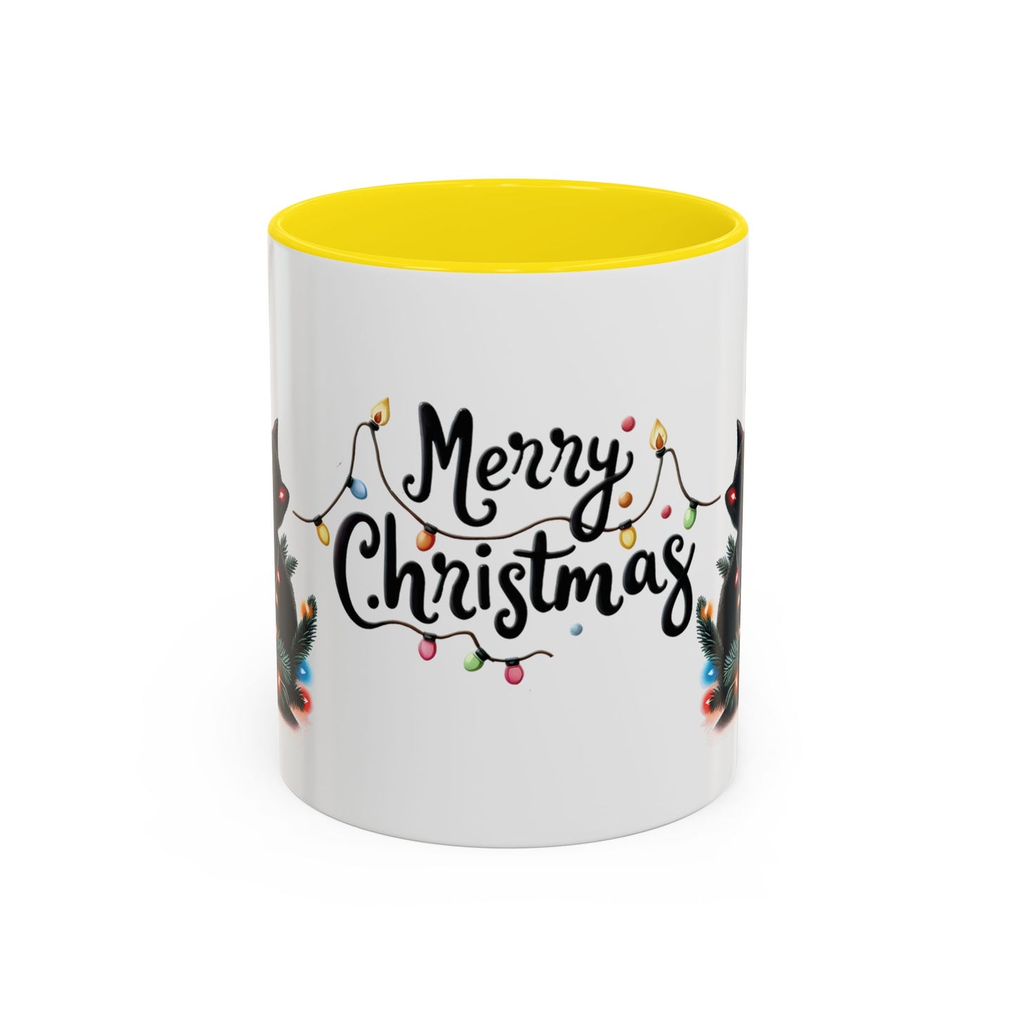 Cute Black Cat Christmas Lights Mug – Festive Holiday Coffee Cup Gift