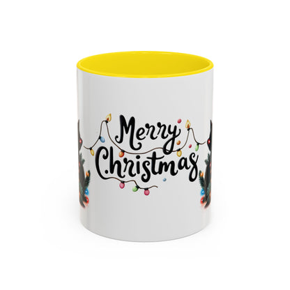 Cute Black Cat Christmas Lights Mug – Festive Holiday Coffee Cup Gift