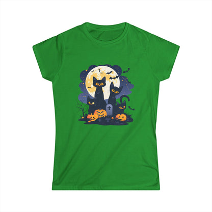 Women's Halloween Cat Tee, Cute Cat Shirt, Halloween Costume, Ghostly Pet Lover Gift