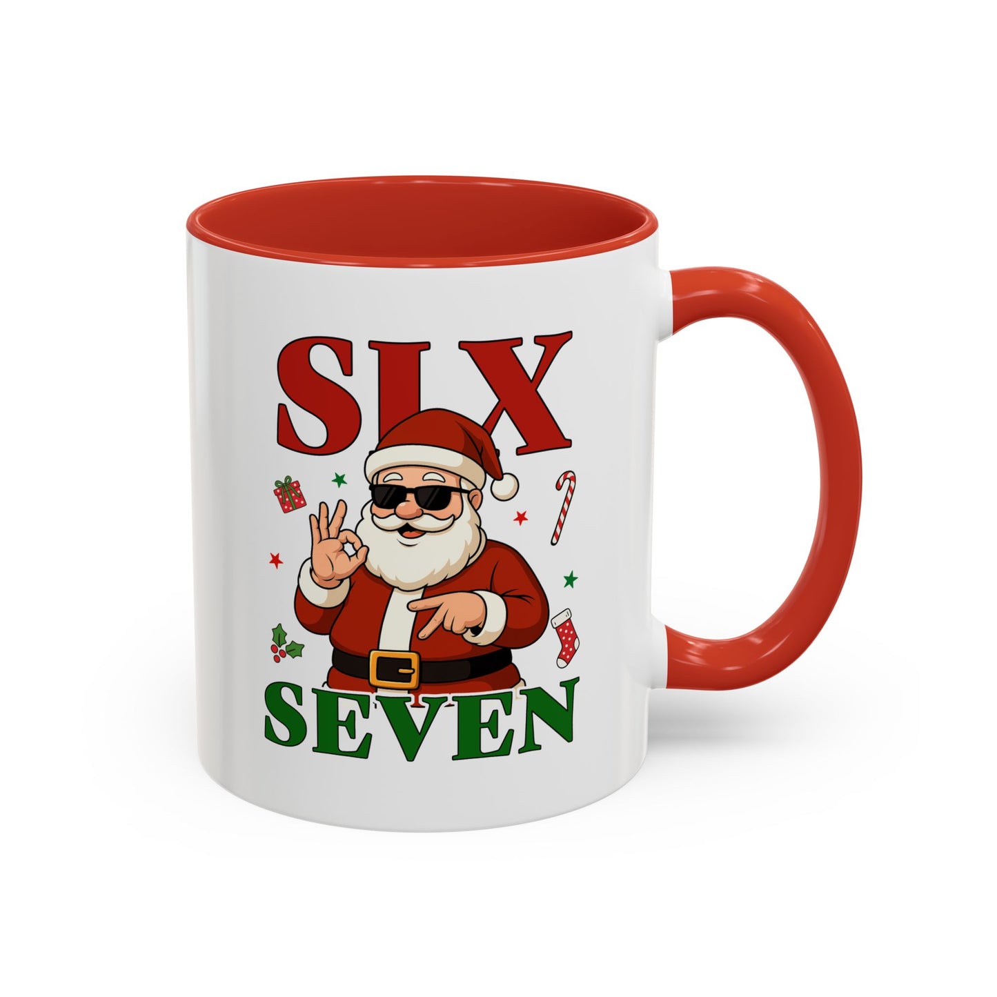 Accent Coffee Mug — 'SLX SEVEN' Cool Santa Christmas Mug (11/15oz)