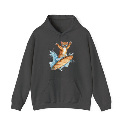 Surfing Cat Hoodie – Cute Surfboard Cat Graphic Pullover